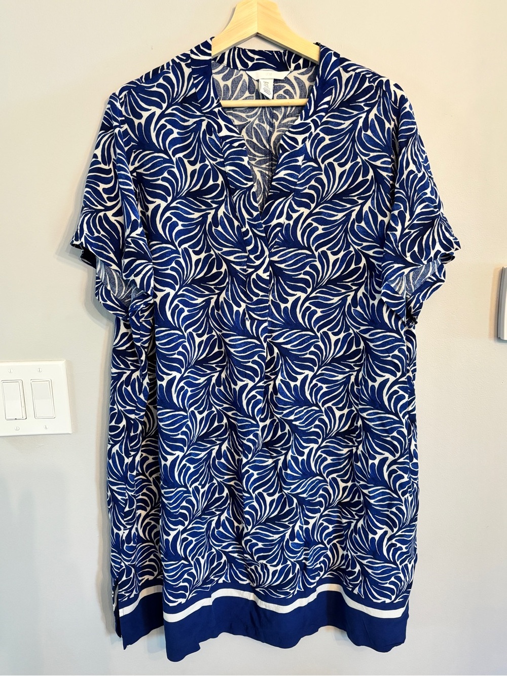 H&M Blue & White Swirl Print Tunic Dress XL